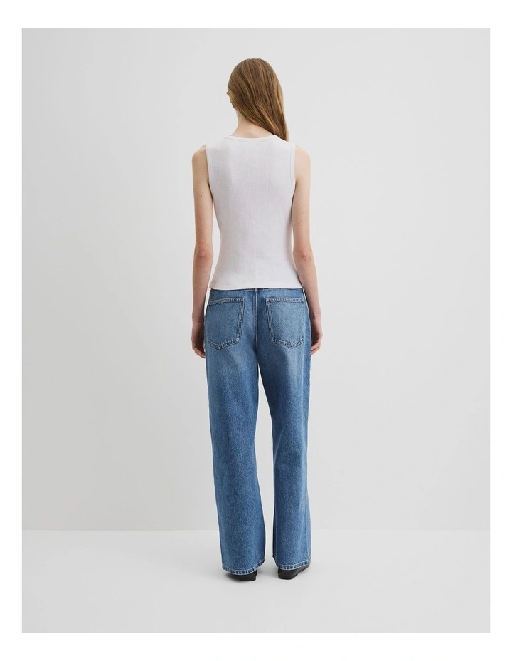 Button Henley Tank in White image 4
