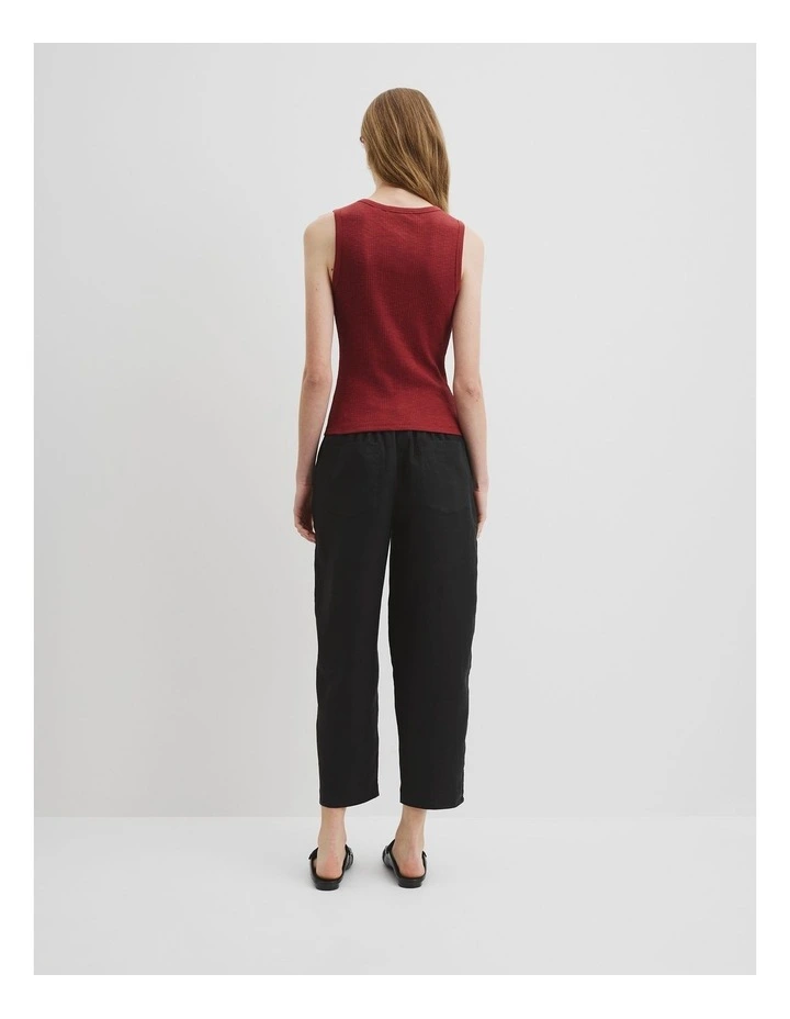 Button Henley Tank in Brick image 4