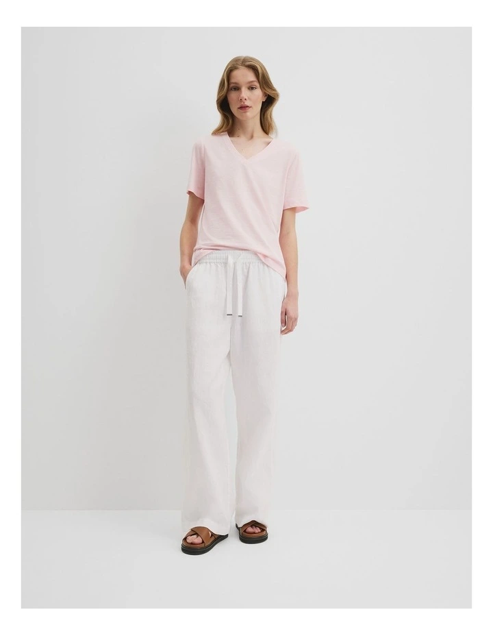 Australian Good Earth Cotton Short Sleeve V-neck T-shirt in Ballet Pink image 3