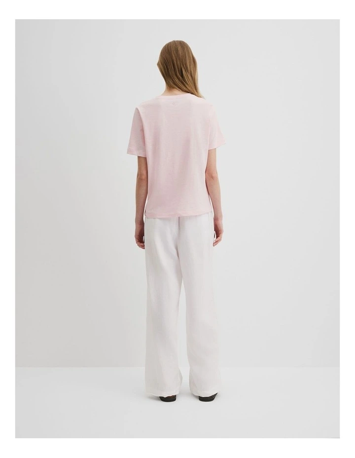 Australian Good Earth Cotton Short Sleeve V-neck T-shirt in Ballet Pink image 4