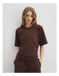 Australian Cotton Short Sleeve Relaxed T-shirt in Cocoa