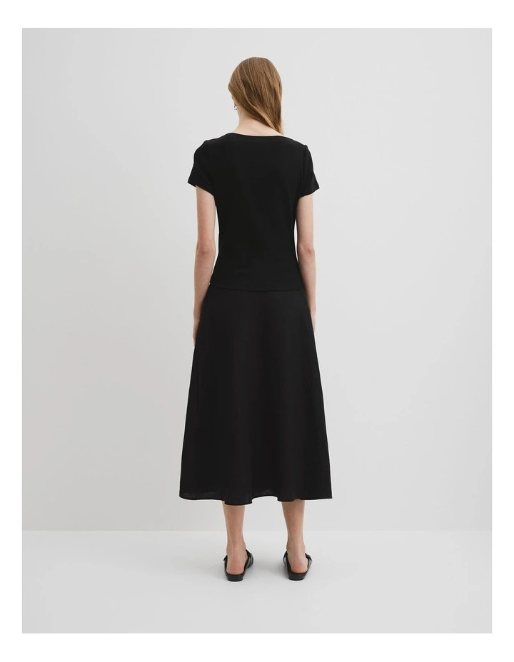 Australian Cotton Boat Neck Rib T-shirt in Black image 4