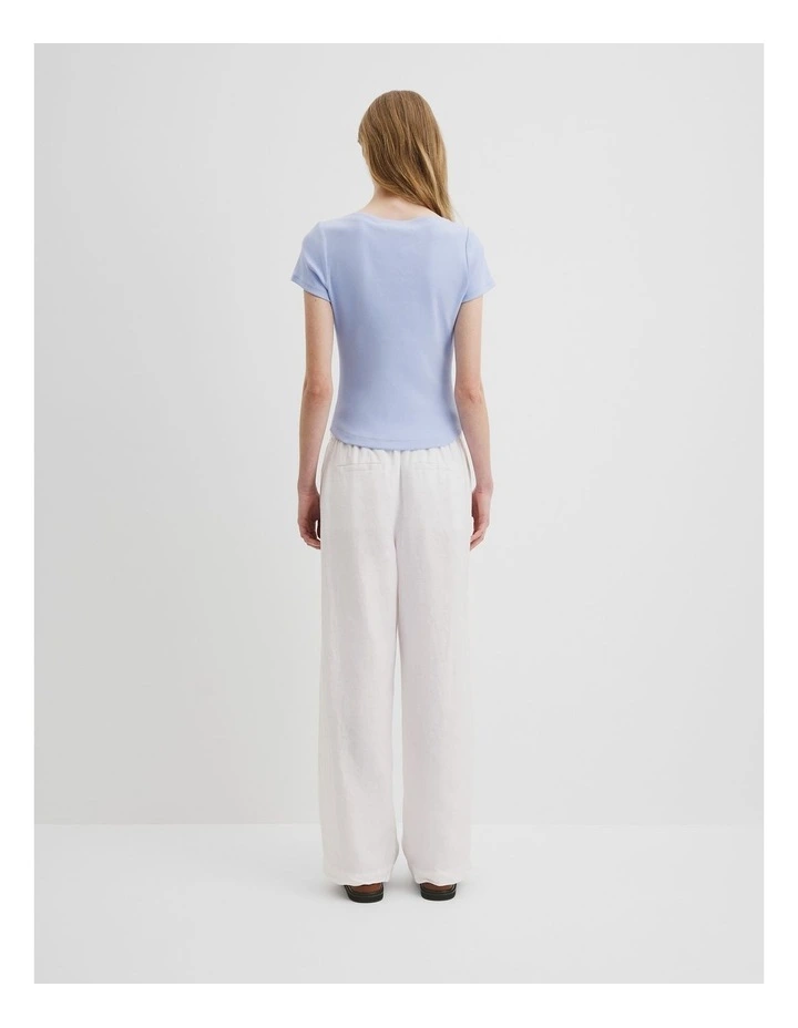 Australian Cotton Boat Neck Rib T-shirt in Ice Blue image 4