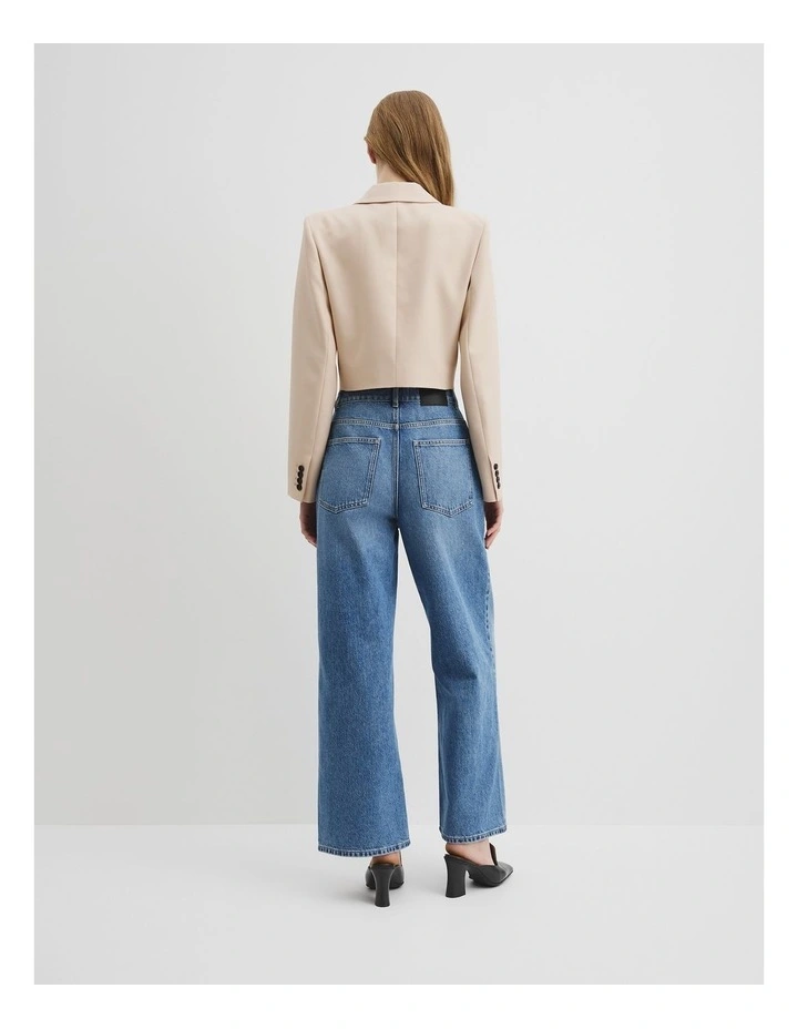 Cropped Lapel Blazer in Oyster image 4