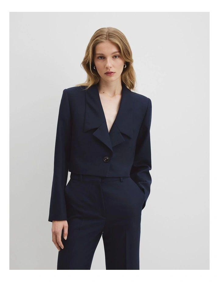 Cropped Lapel Blazer in Twilight image 2