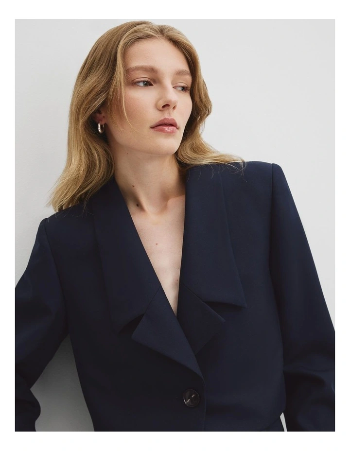 Cropped Lapel Blazer in Twilight image 3