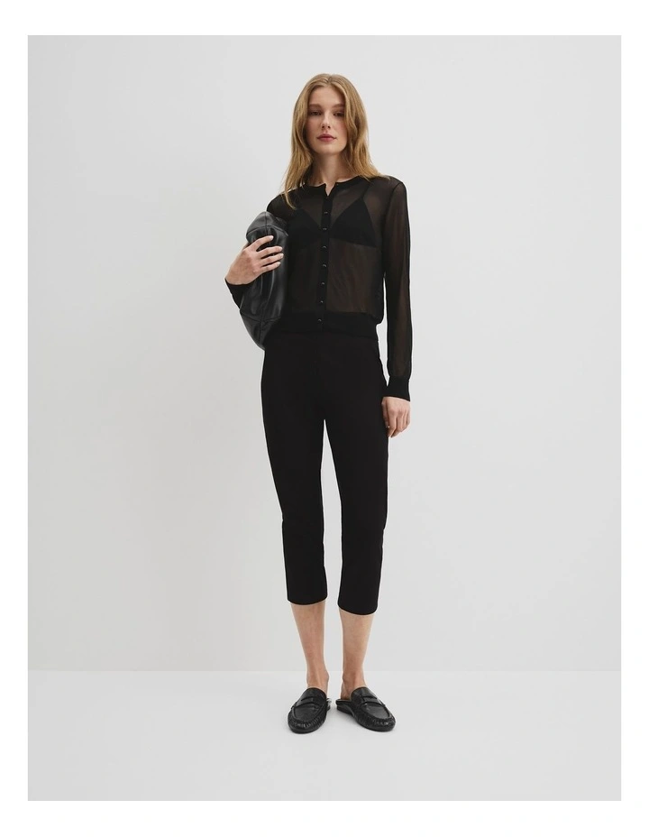Sheer Knit Cardigan in Black image 1