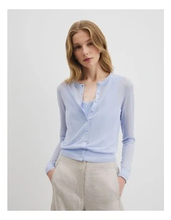 Sheer Knit Cardigan in Ice Blue