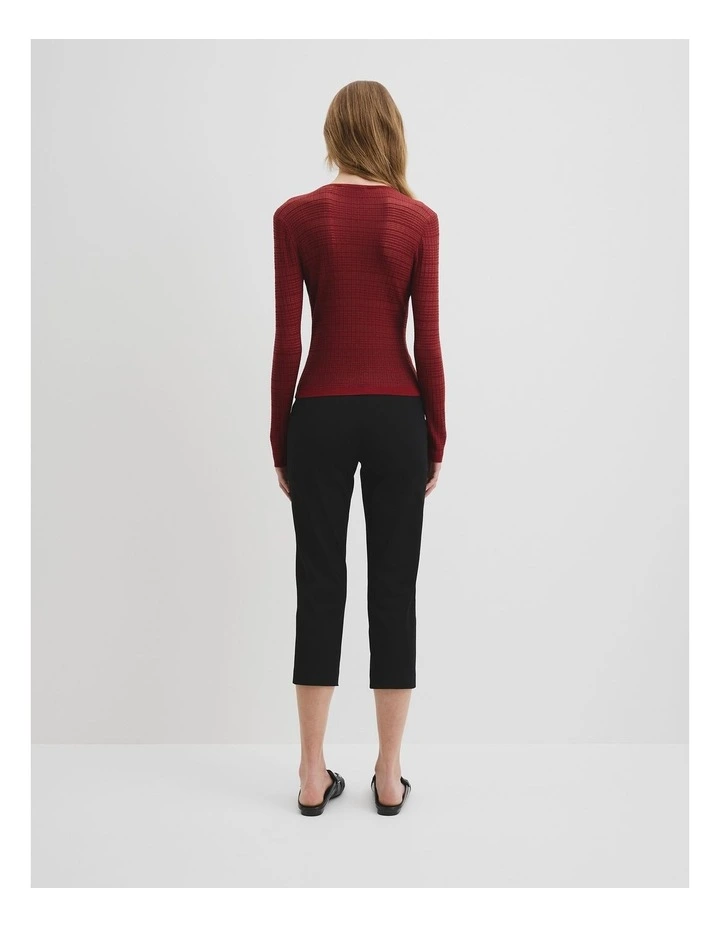 Mesh Long Sleeve Knit Top in Brick image 4