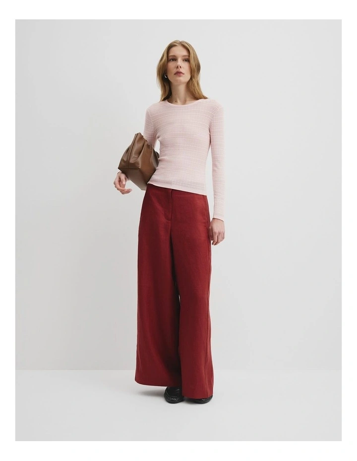 Mesh Long Sleeve Knit Top in Ballet Pink image 3