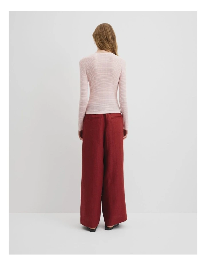 Mesh Long Sleeve Knit Top in Ballet Pink image 4