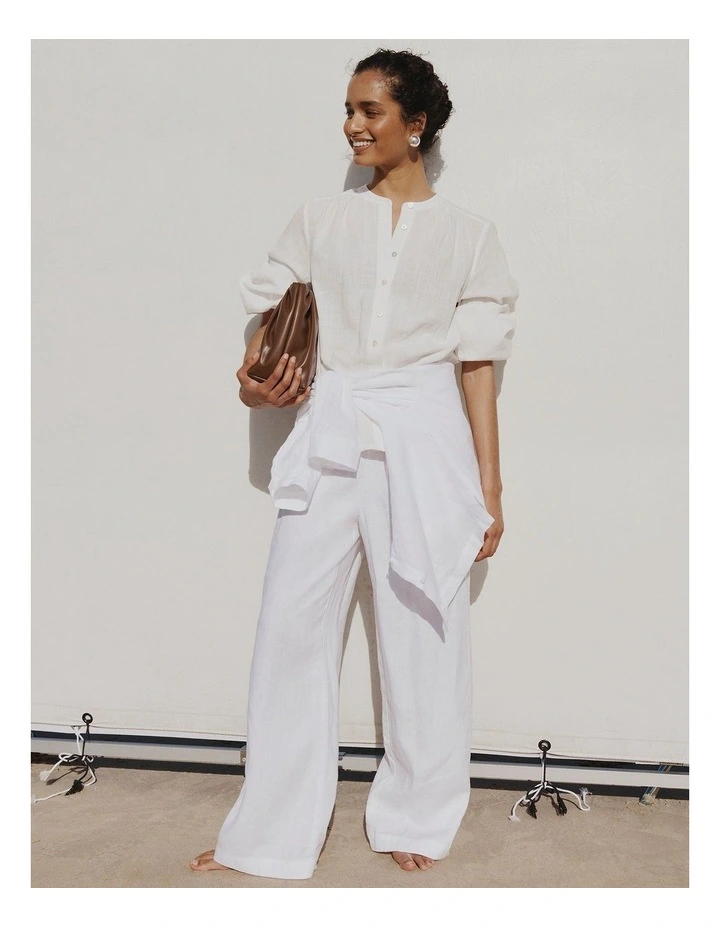 Organically Grown Cotton Blouson Blouse in Antique White image 2