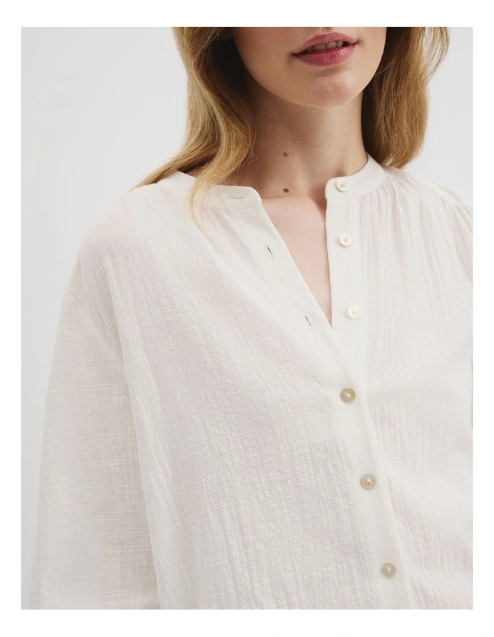 Organically Grown Cotton Blouson Blouse in Antique White image 3