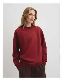 Australian Good Earth Cotton Monogram Sweat in Brick