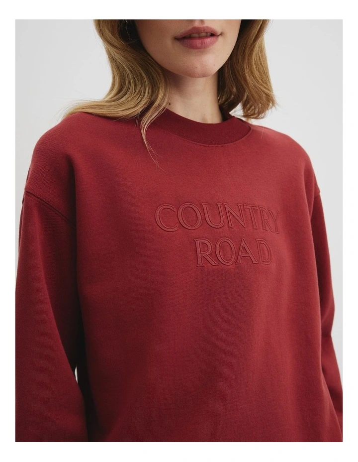 Australian Good Earth Cotton Monogram Sweat in Brick image 2