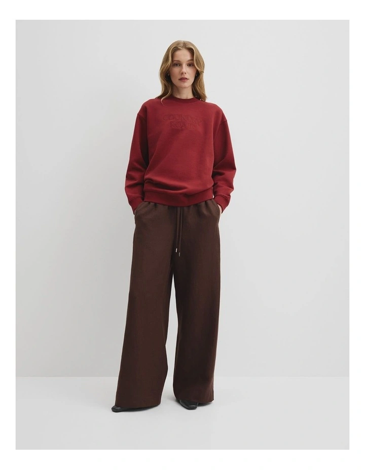 Australian Good Earth Cotton Monogram Sweat in Brick image 3