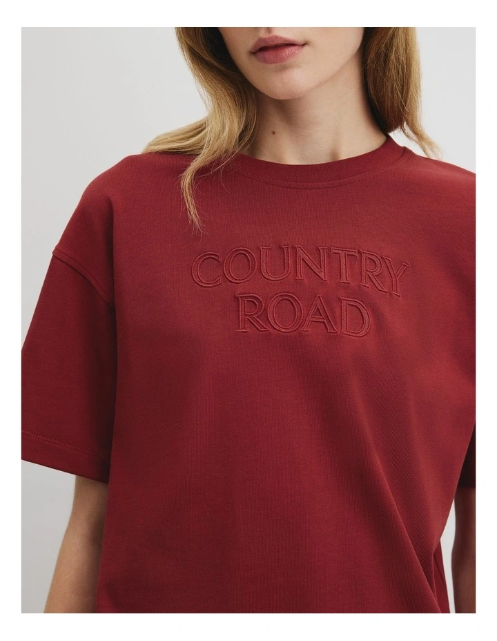 Australian Cotton Monogram T-shirt in Brick image 2
