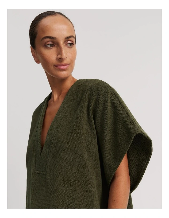 Australian Cotton Terry Kaftan in Dark Olive image 2