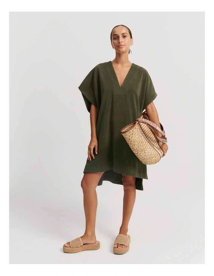 Australian Cotton Terry Kaftan in Dark Olive image 3