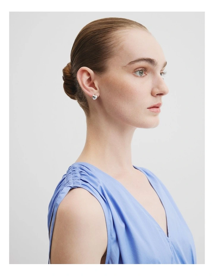 Heart Huggie Stud Earrings 2 Pack in Silver image 2