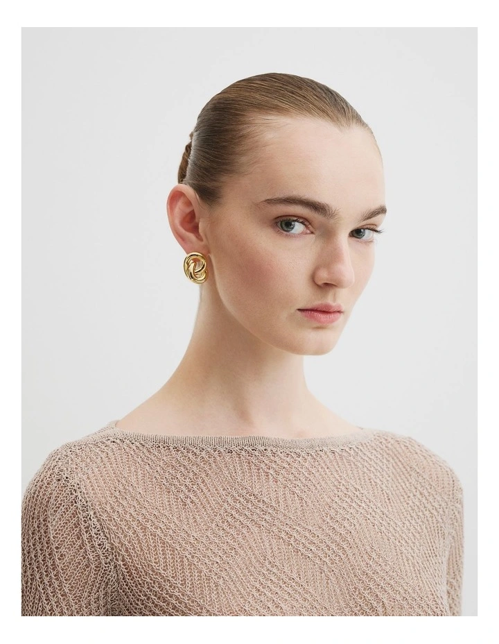 Freya Statement Stud Earrings in Gold image 2