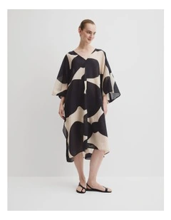 Cr X Julie White Print Kaftan in Charcoal