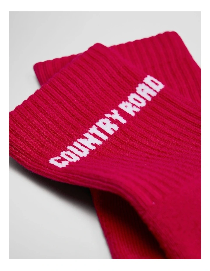 Australian Cotton Blend Cr Sport Quarter Crew Sock in Crimson image 2