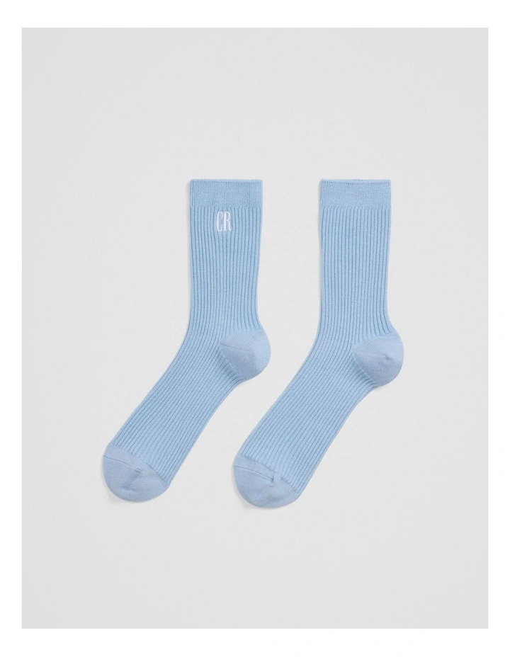 Australian Cotton Blend Cr Ribbed Three Quarter Crew Sock in Cloud image 1