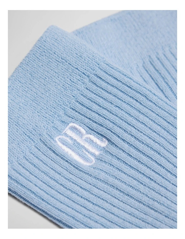 Australian Cotton Blend Cr Ribbed Three Quarter Crew Sock in Cloud image 2