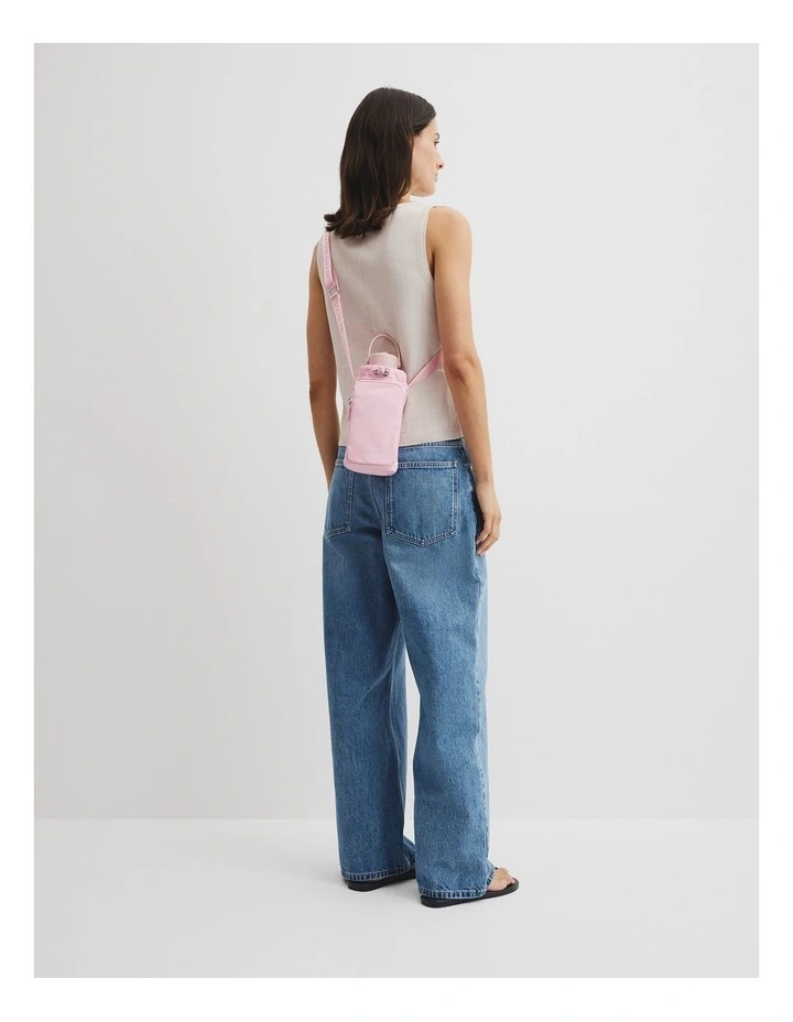 Recycled Polyester Drink Bottle Crossbody Bag in Dawn Pink image 2