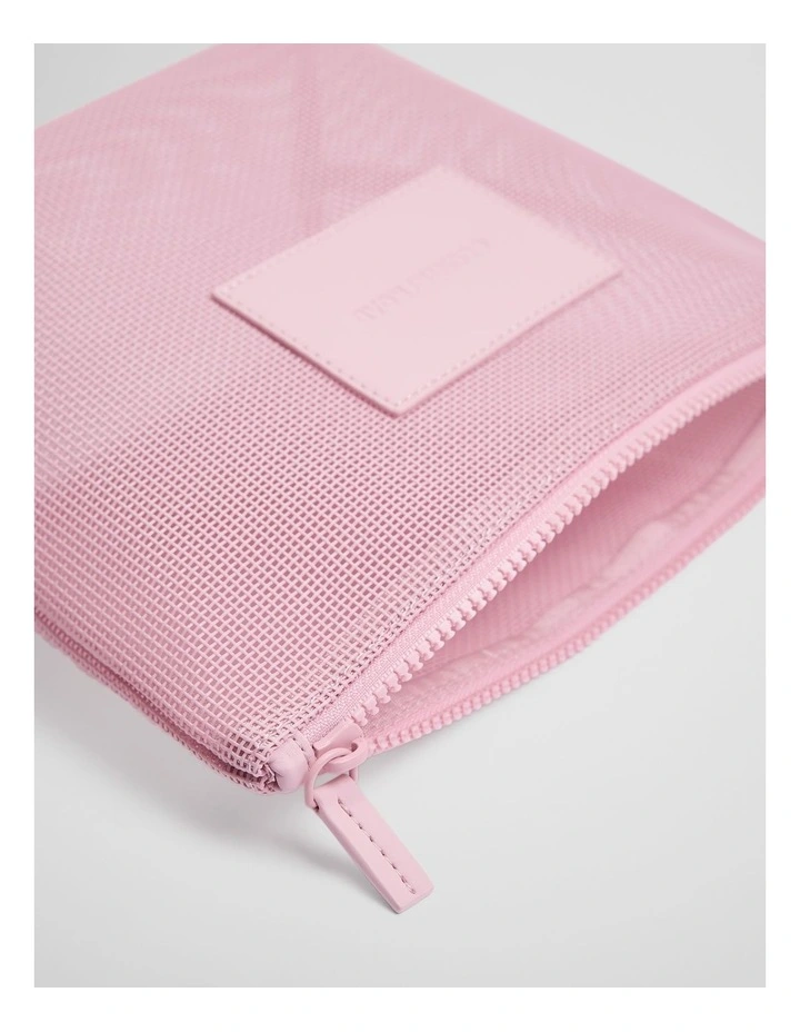 Mesh Tri Cosmetic Case in Dawn Pink image 2