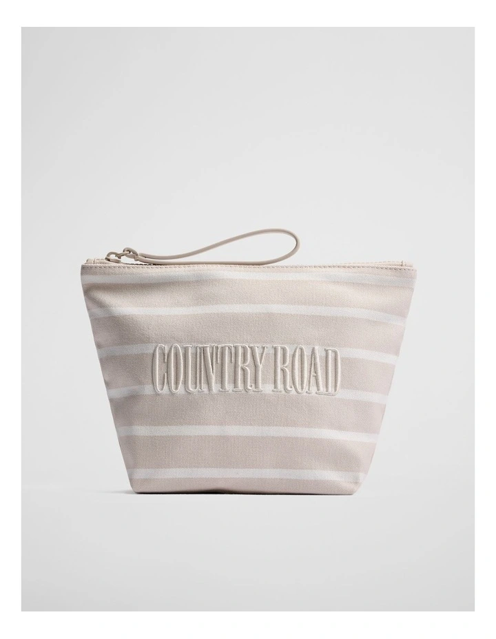 Australian Cotton Embroidered Heritage Tri Cosmetic Case in Sand image 1