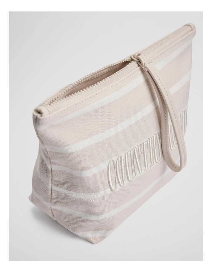 Australian Cotton Embroidered Heritage Tri Cosmetic Case in Sand image 2