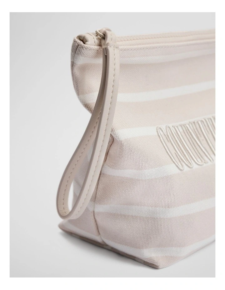 Australian Cotton Embroidered Heritage Tri Cosmetic Case in Sand image 3