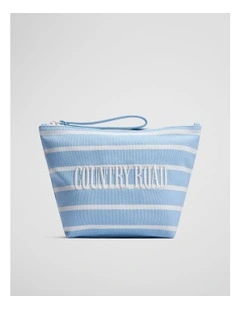 Australian Cotton Embroidered Heritage Tri Cosmetic Case in Cloud