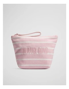 Australian Cotton Embroidered Heritage Tri Cosmetic Case in Dawn Pink