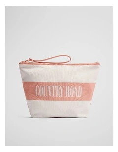 Australian Cotton Embroidered Heritage Tri Cosmetic Case in Peach Pink