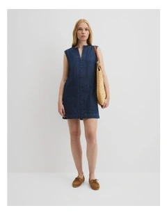 Denim Mini Dress in Ink Wash
