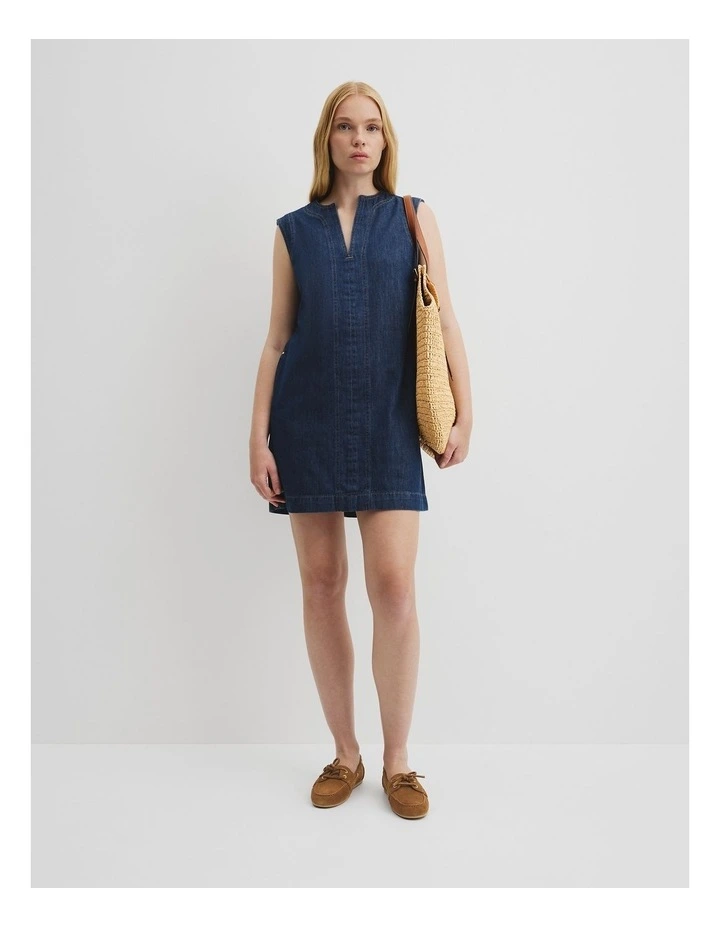 Denim Mini Dress in Ink Wash image 1