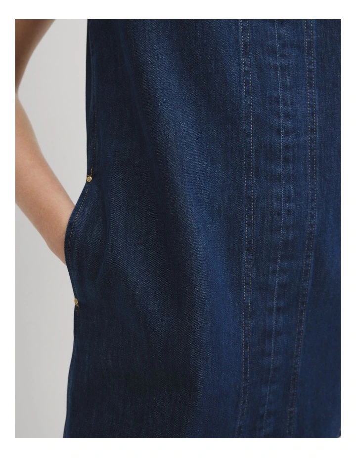 Denim Mini Dress in Ink Wash image 2