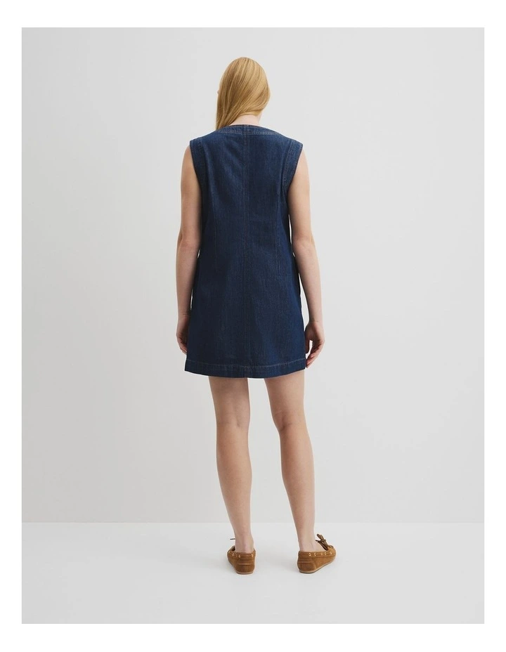 Denim Mini Dress in Ink Wash image 4