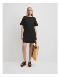 Scalloped Mini Dress in Black