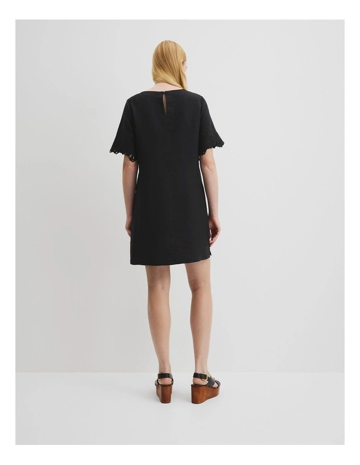 Scalloped Mini Dress in Black image 4