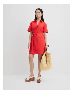 Flared Mini Dress in Vivid Red