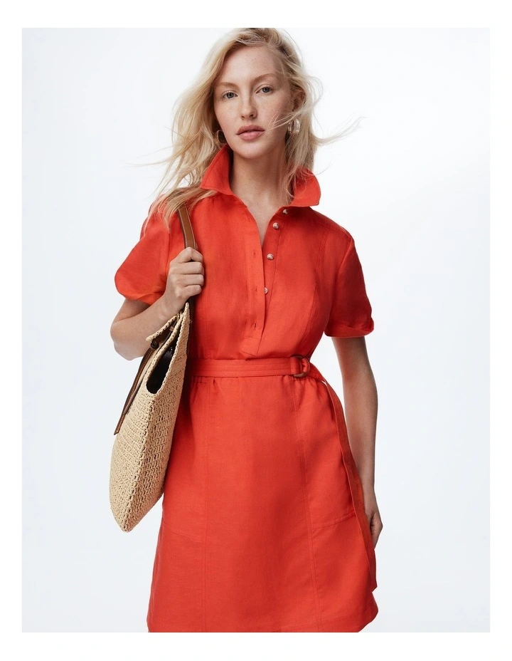 Flared Mini Dress in Vivid Red image 2