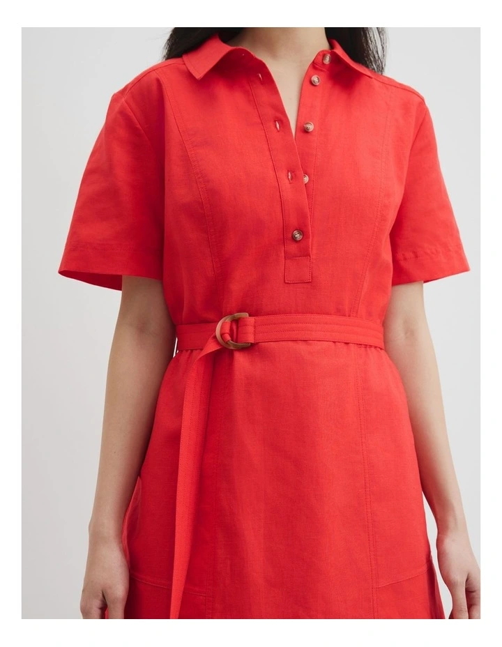 Flared Mini Dress in Vivid Red image 4