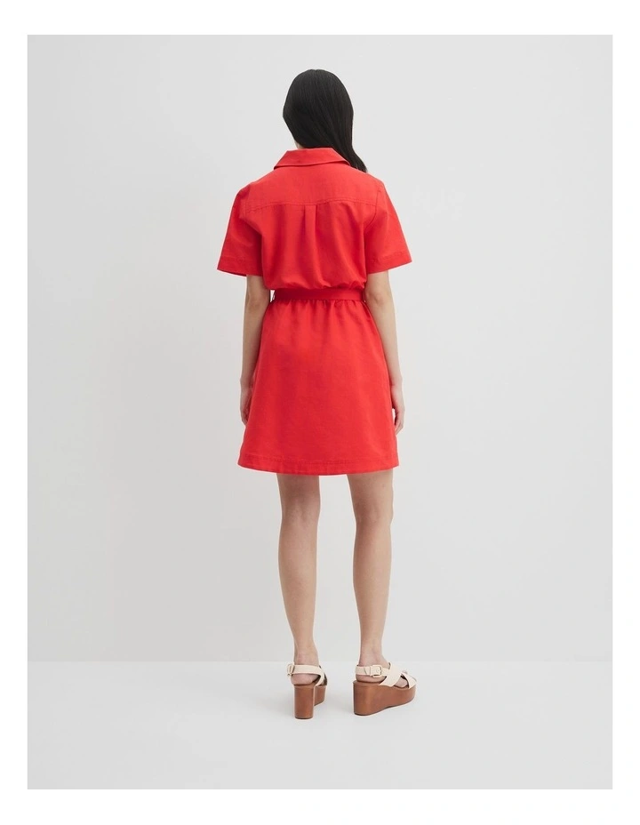 Flared Mini Dress in Vivid Red image 5