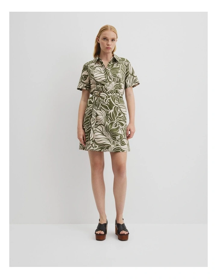 Print Flared Mini Dress in Etched Tropical image 1