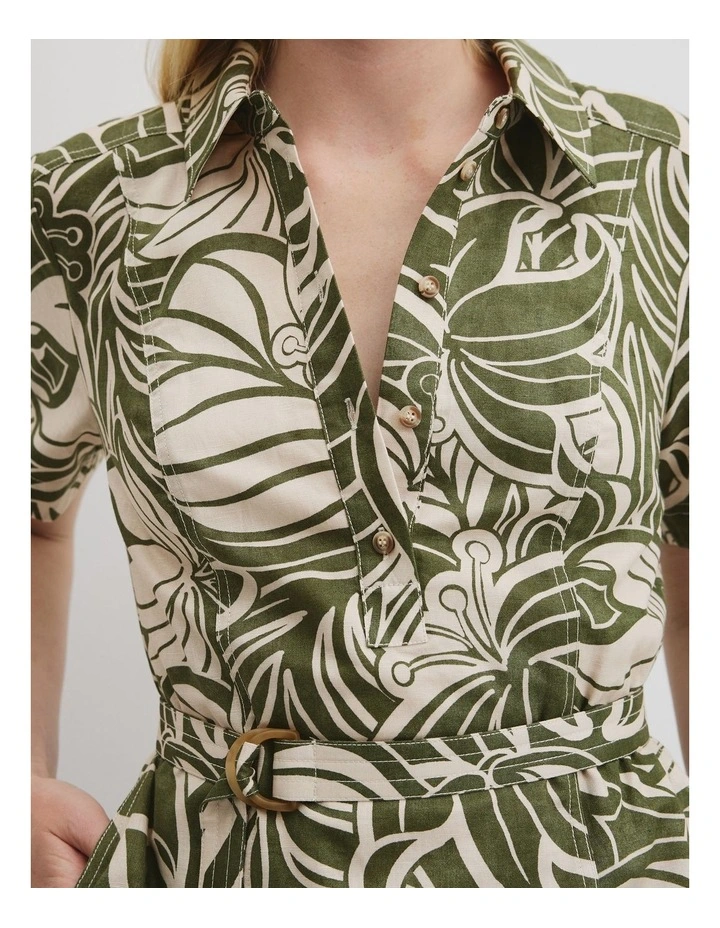 Print Flared Mini Dress in Etched Tropical image 2