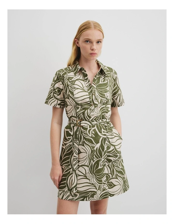Print Flared Mini Dress in Etched Tropical image 3